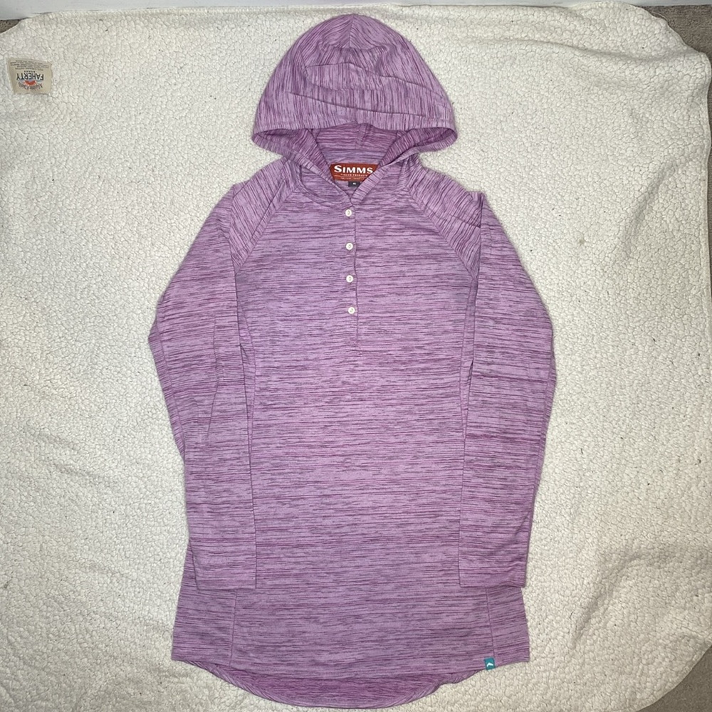 Simms Pink Lightweight Long Hoodie: Size Small